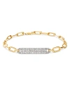 BLOOMINGDALE'S DIAMOND PAVE OVAL LINK BRACELET IN 14K WHITE & YELLOW GOLD, 0.60 CT. T.W.
