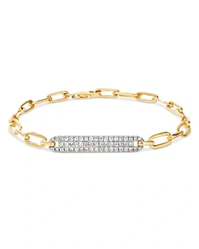 Bloomingdale's Diamond Pave Oval Link Bracelet In 14k White & Yellow Gold, 0.60 Ct. T.w. In White/gold