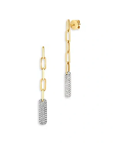 Bloomingdale's Diamond Pave Oval Link Drop Earrings In 14k White & Yellow Gold, 0.60 Ct. T.w. In Gold/white