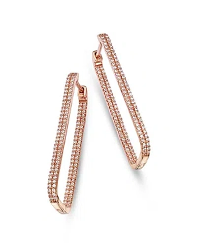 Bloomingdale's Diamond Pave Rectangular Hoop Earrings In 14k Rose Gold, 1.0 Ct. T. W. In Pink