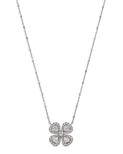 Bloomingdale's Diamond Pear & Round Flower Pendant Necklace In 14k White Gold, 1.25 Ct. T.w.