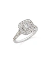 BLOOMINGDALE'S DIAMOND PRINCESS & ROUND DOUBLE HALO RING IN 14K WHITE GOLD, 1.0 CT. T.W.