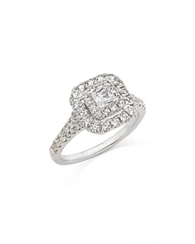 Bloomingdale's Diamond Princess & Round Double Halo Ring In 14k White Gold, 1.0 Ct. T.w.