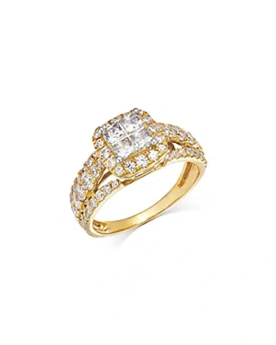 Bloomingdale's Diamond Princess & Round Halo Ring In 14k Yellow Gold, 1.50 Ct. T.w.