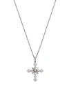 Bloomingdale's Diamond Round & Baguette Cross Pendant Necklace In 14k White Gold, 1.0 Ct. T. W. In White