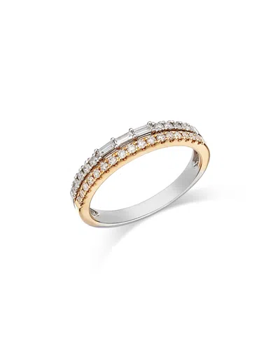 Bloomingdale's Diamond Round & Baguette Double Band In 14k White & Yellow Gold, 0.38 Ct. T. W. In White/gold