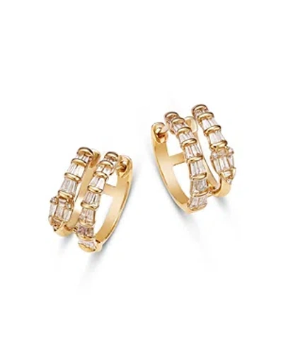 Bloomingdale's Diamond Round & Baguette Double Row Serpent Hoop Earrings In 14k Yellow Gold, 0.50 Ct. T.w.