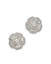 BLOOMINGDALE'S DIAMOND ROUND & BAGUETTE FLOWER STUD EARRINGS IN 14K WHITE GOLD, 1.0 CT. T.W.