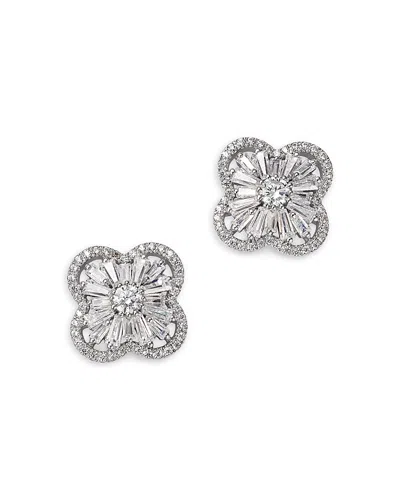 Bloomingdale's Diamond Round & Baguette Flower Stud Earrings In 14k White Gold, 1.50 Ct. T. W.