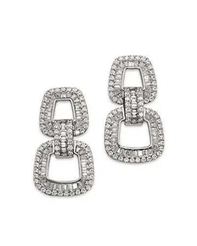 Bloomingdale's Diamond Round & Baguette Geometric Drop Earrings In 14k White Gold, 4.25 Ct. T. W.