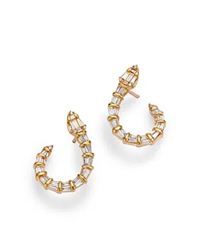 Bloomingdale's Diamond Round & Baguette Serpent Hoop Earrings In 14k Yellow Gold, 0.60 Ct. T.w.