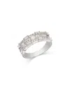 Bloomingdale's Diamond Round-cut & Tapered Baguette Triple Row Band Ring In 14k White Gold, 1.0 Ct. T. W. In White