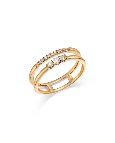 Bloomingdale's Diamond Round-cut Open Double Band Ring In 14k Yellow Gold, 0.19 Ct. T. W.