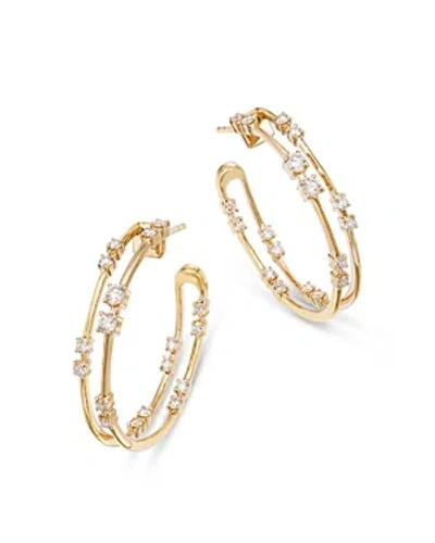 Bloomingdale's Diamond Scattered Cluster Double Hoop Earrings In 14k Yellow Gold, 1.0 Ct. T.w.