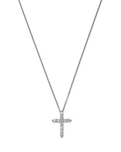 Bloomingdale's Diamond Small Cross Pendant Necklace In 14k White Gold, 0.50 Ct. T.w.