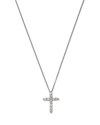 Bloomingdale's Diamond Small Cross Pendant Necklace In 14k White Gold, 0.50 Ct. T. W.