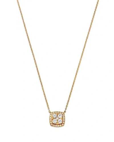 Bloomingdale's Diamond Square Halo Cluster Pendant Necklace In 14k Yellow Gold, 0.50 Ct. T.w.