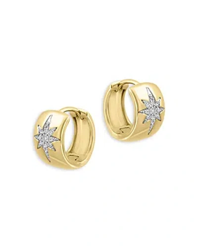 Bloomingdale's Diamond Star Cluster Huggie Hoop Earrings In 14k Yellow Gold, 0.10 Ct. T. W.