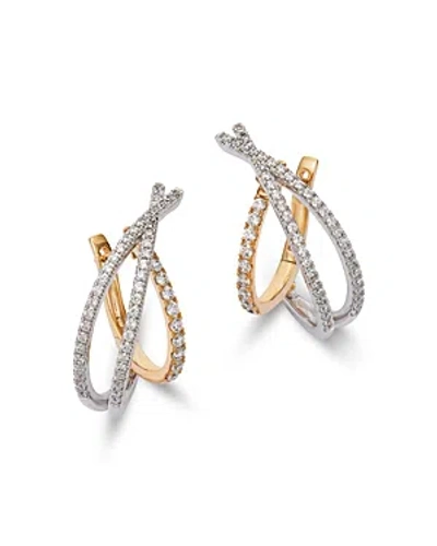 Bloomingdale's Diamond Swinging Hoops In 14k Yellow And White Gold, 1.0 Ct. T.w.