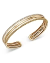 BLOOMINGDALE'S DIAMOND TRIPLE ROW CUFF BANGLE BRACELET IN 14K YELLOW GOLD, 1.0 CT. T.W.