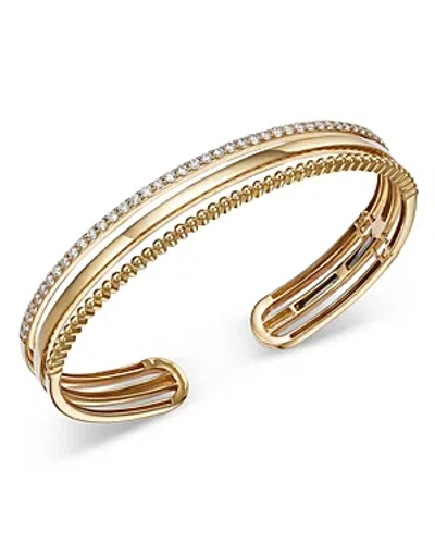Bloomingdale's Diamond Triple Row Cuff Bangle Bracelet In 14k Yellow Gold, 1.0 Ct. T. W.