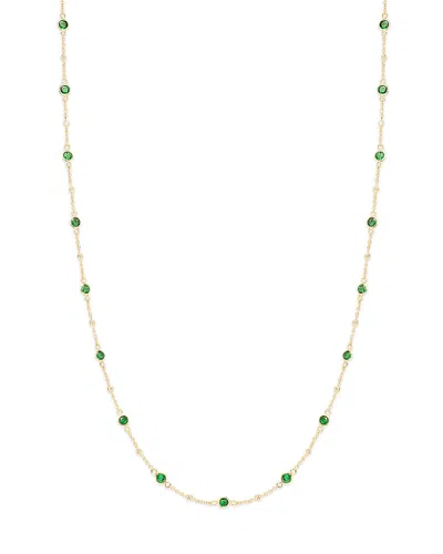 Bloomingdale's Emerald & Diamond Bezel Station Collar Necklace In 14k Yellow Gold, 16-18 In Emerald/gold