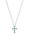 Bloomingdale's Emerald & Diamond Cross Pendant Necklace In 14k White Gold, 18 In Green/white