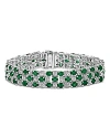 BLOOMINGDALE'S EMERALD & DIAMOND FLEX BRACELET IN 14K WHITE GOLD