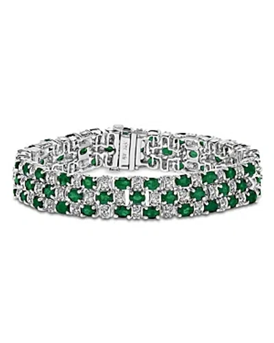 Bloomingdale's Emerald & Diamond Flex Bracelet In 14k White Gold In Green/white