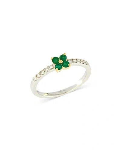 Bloomingdale's Emerald & Diamond Flower Band In 14k Yellow & White Gold In Green