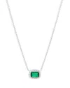 Bloomingdale's Emerald & Diamond Halo Pendant Necklace In 14k White Gold, 16 In Emerald/white