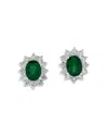Bloomingdale's Emerald & Diamond Halo Starburst Stud Earrings In 14k White Gold In Emerald/white