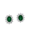 BLOOMINGDALE'S EMERALD & DIAMOND HALO STARBURST STUD EARRINGS IN 14K WHITE GOLD - 100% EXCLUSIVE