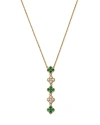 BLOOMINGDALE'S EMERALD & DIAMOND LINEAR CLOVER PENDANT NECKLACE IN 14K YELLOW GOLD, 18
