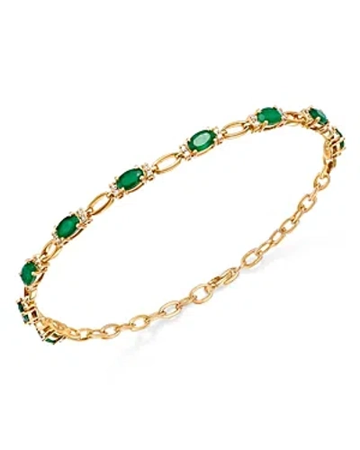 Bloomingdale's Emerald & Diamond Tennis Bracelet In 14k Yellow Gold
