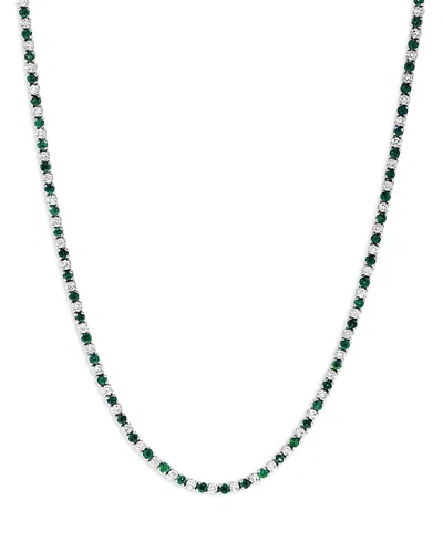 Bloomingdale's Emerald & Diamond Tennis Necklace In 14k White Gold, 17 In Emerald/white Gold