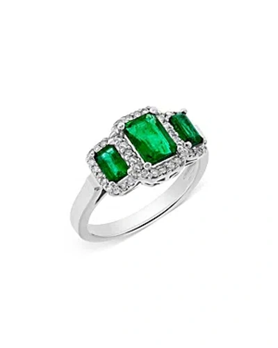 Bloomingdale's Emerald & Diamond Triple Halo Ring In 14k White Gold In Green/white