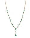 Bloomingdale's Emerald & Diamond Y Necklace In 14k Yellow Gold, 18 In Green/gold