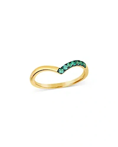 Bloomingdale's Emerald Chevron Ring In 14k Yellow Gold In Green/gold