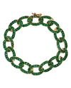 Bloomingdale's Emerald Pave Link Bracelet In 14k Yellow Gold In Green