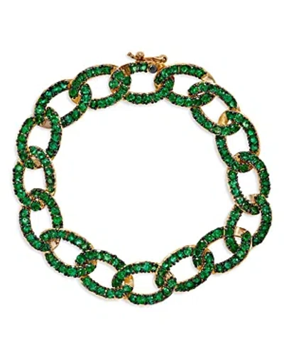 Bloomingdale's Emerald Pave Link Bracelet In 14k Yellow Gold In Green