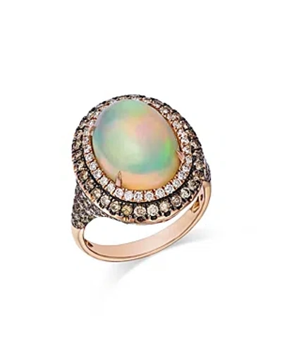 Bloomingdale's Ethiopian Opal & Diamond Halo Statement Ring In 14k Rose Gold In Multi/brown