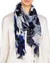 Bloomingdale's Floral Print Wool Scarf - Exclusive In Navy