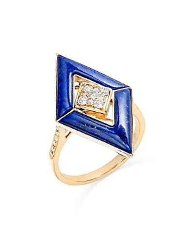 Bloomingdale's Lapis & Diamond Statement Ring In 14k Yellow Gold In Blue/gold