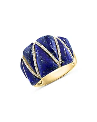 Bloomingdale's Lapis & Diamond Statement Ring In 14k Yellow Gold In Blue