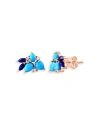 BLOOMINGDALE'S LAPIS, TURQUOISE & DIAMOND CLUSTER STUD EARRINGS IN 14K YELLOW GOLD