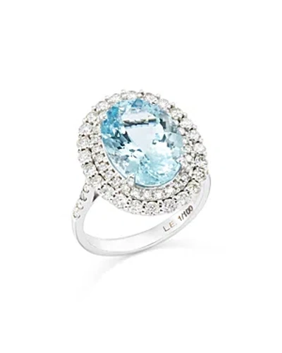 Bloomingdale's Limited Edition Aquamarine & Diamond Halo Ring In 14k White Gold In Blue/white