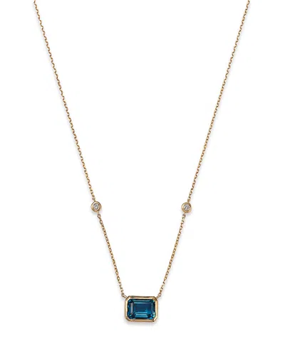 Bloomingdale's London Blue Topaz & Diamond Pendant Necklace In 14k Yellow Gold, 18 - Exclusive In London Blue Topaz/gold