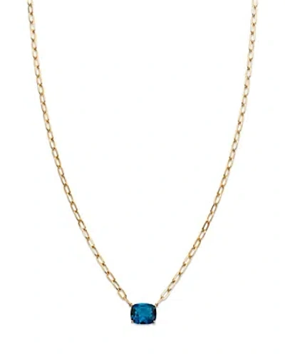 Bloomingdale's London Blue Topaz Solitaire Pendant Necklace In 14k Yellow Gold, 18