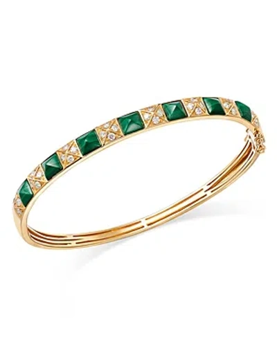 Bloomingdale's Malachite & Diamond Bangle Bracelet In 14k Yellow Gold In Green/gold